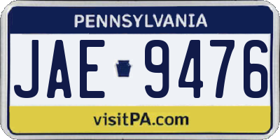 PA license plate JAE9476