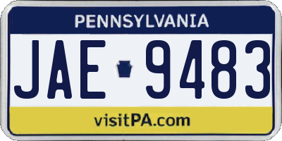 PA license plate JAE9483