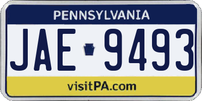 PA license plate JAE9493