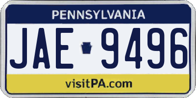 PA license plate JAE9496