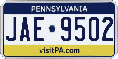 PA license plate JAE9502