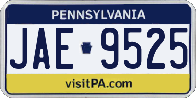 PA license plate JAE9525