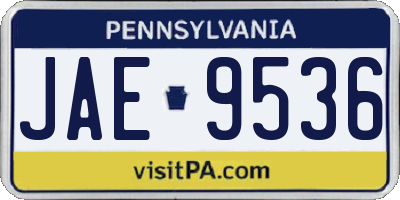 PA license plate JAE9536