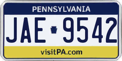 PA license plate JAE9542