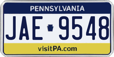 PA license plate JAE9548