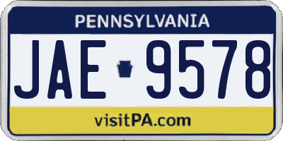 PA license plate JAE9578