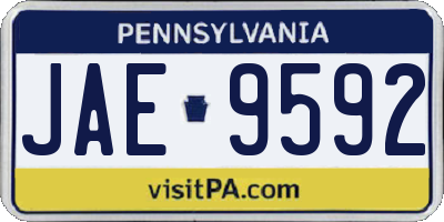 PA license plate JAE9592