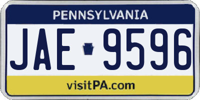 PA license plate JAE9596