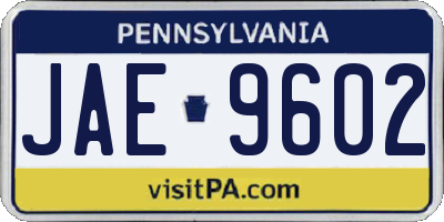 PA license plate JAE9602