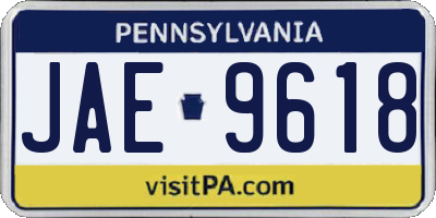 PA license plate JAE9618