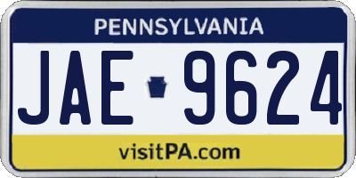 PA license plate JAE9624