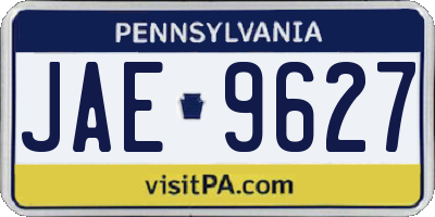 PA license plate JAE9627