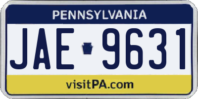 PA license plate JAE9631