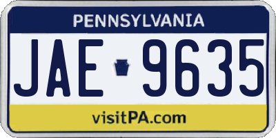 PA license plate JAE9635