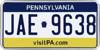 PA license plate JAE9638