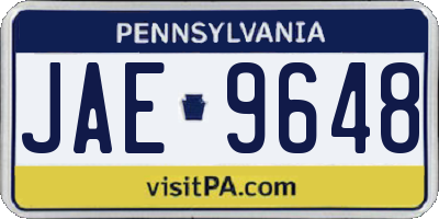 PA license plate JAE9648