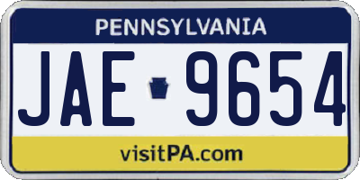 PA license plate JAE9654
