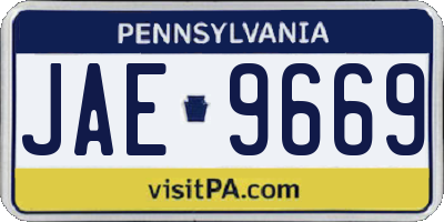 PA license plate JAE9669