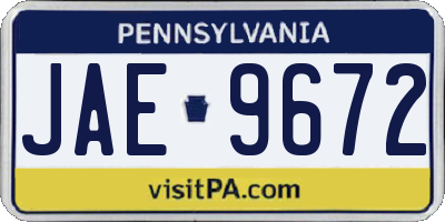 PA license plate JAE9672