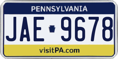 PA license plate JAE9678