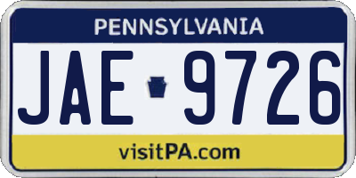 PA license plate JAE9726