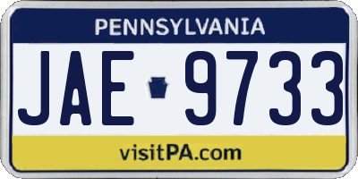 PA license plate JAE9733