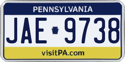 PA license plate JAE9738