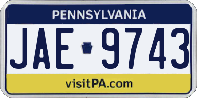 PA license plate JAE9743