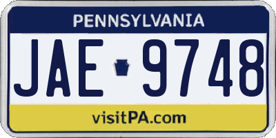 PA license plate JAE9748