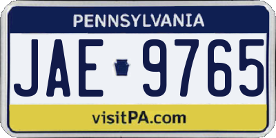 PA license plate JAE9765