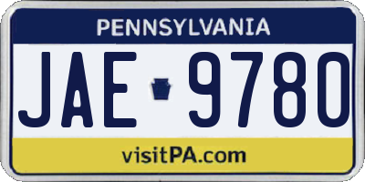 PA license plate JAE9780