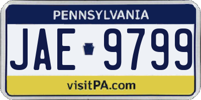 PA license plate JAE9799
