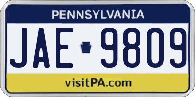 PA license plate JAE9809