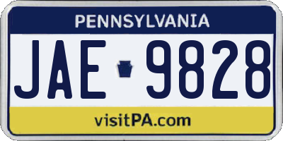 PA license plate JAE9828
