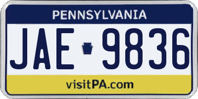 PA license plate JAE9836