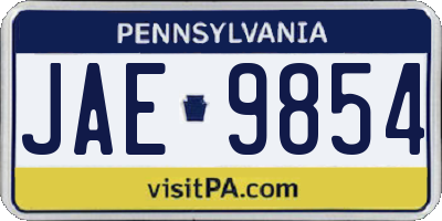 PA license plate JAE9854