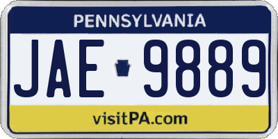 PA license plate JAE9889