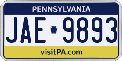 PA license plate JAE9893