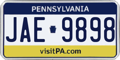 PA license plate JAE9898