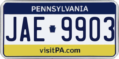 PA license plate JAE9903