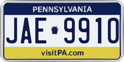 PA license plate JAE9910