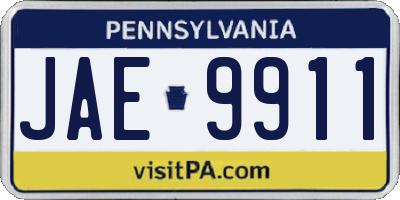 PA license plate JAE9911