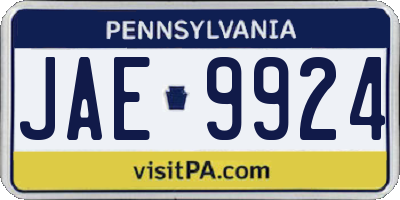 PA license plate JAE9924