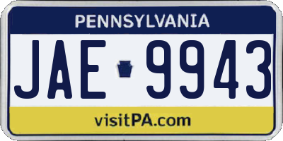 PA license plate JAE9943