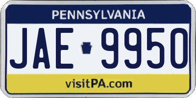 PA license plate JAE9950