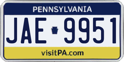 PA license plate JAE9951