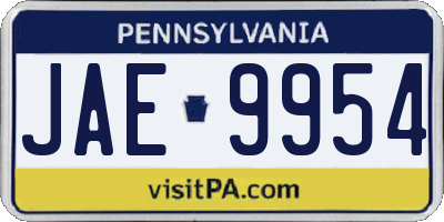 PA license plate JAE9954