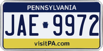 PA license plate JAE9972