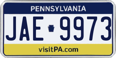 PA license plate JAE9973