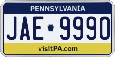 PA license plate JAE9990